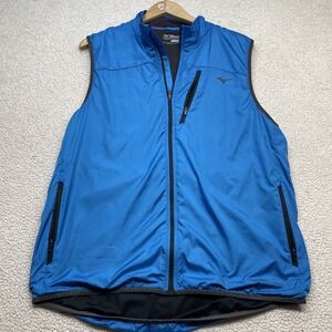 Mizuno Vest Men M Blue Breath Thermo Performance Running Full Zip Pockets Vented